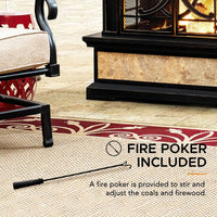 Sunjoy Sofie Outdoor Fireplace, Heirloom Patio Wood Burning Steel Fireplace with Chimney, Spark Screen, Fire Poker, and Removable Grate - Melillo EnterprisesAll categories